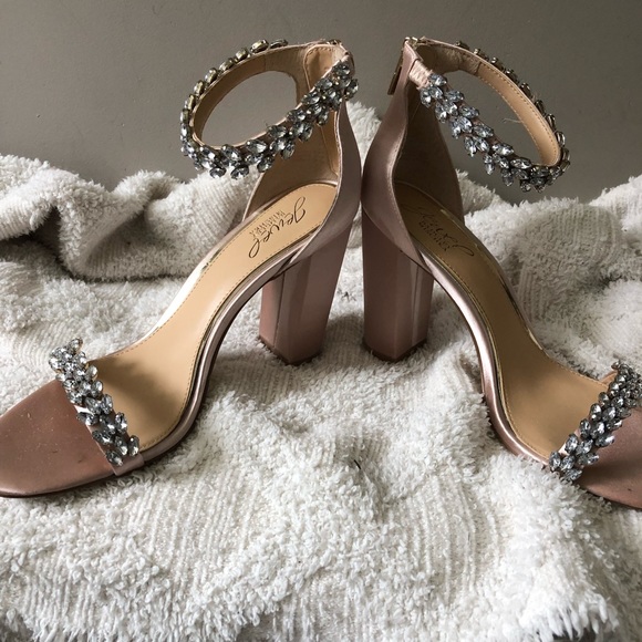 Jewel Badgley Mischka Mayra like brand new champagne satin size 8 wedding prom - Picture 5 of 13